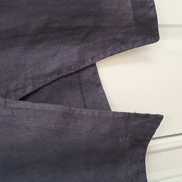 Oizini Lagenlook Linen Sleeveless Faux Wrap Dress - Slate Blue - S - Picture 10 of 10